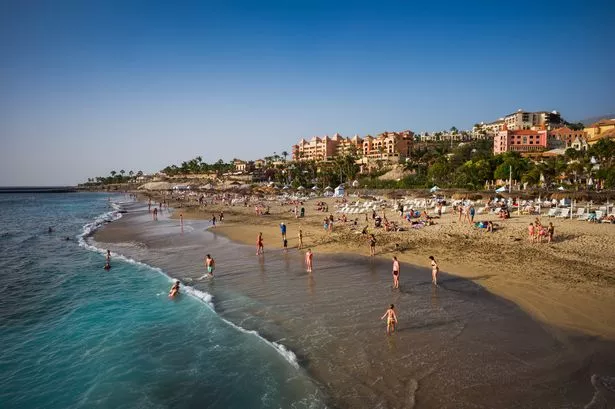 An aerial view of a beach in Tenerife.
