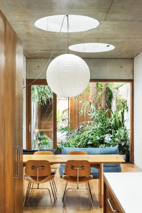 Skylights in the new extension draw light into this inner-city residence.