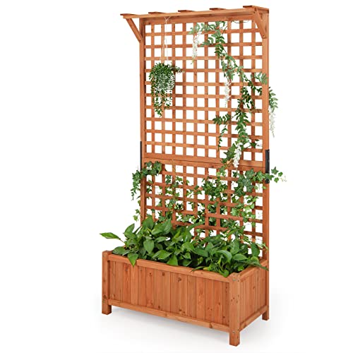 Happygrill Raised Garden Bed With Trellis, 72.5