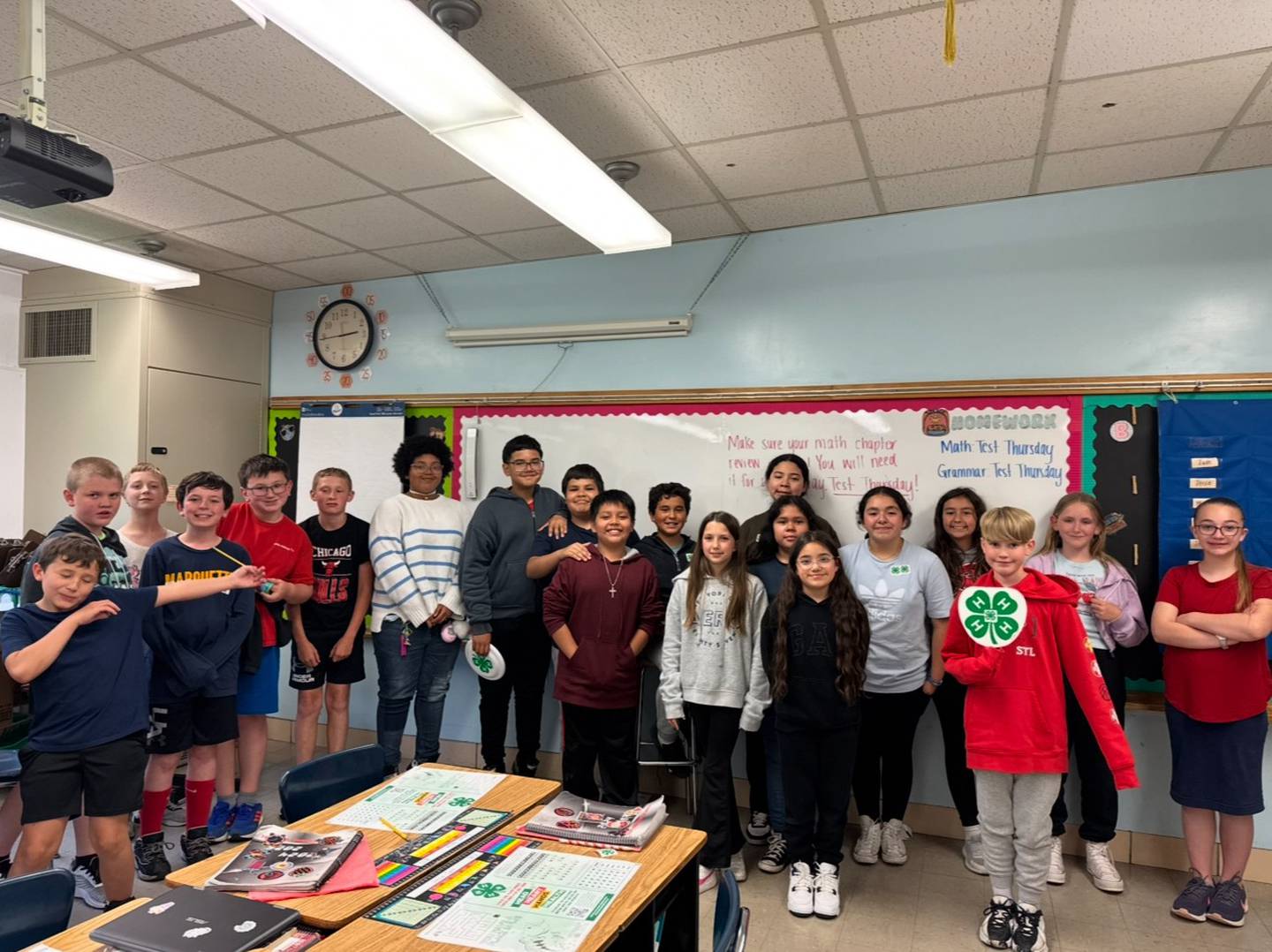 One of Mendota Northbrook’s 5th-grade classes celebrates their successful garden harvest.