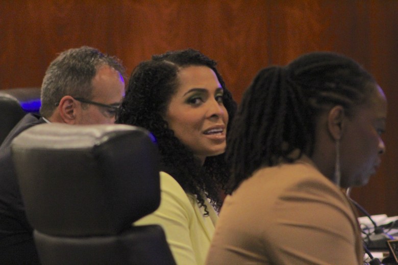 Commissioner Precious Brady-Davis speaks at the board's June 5, 2025, meeting. Photo by Jake Wittich