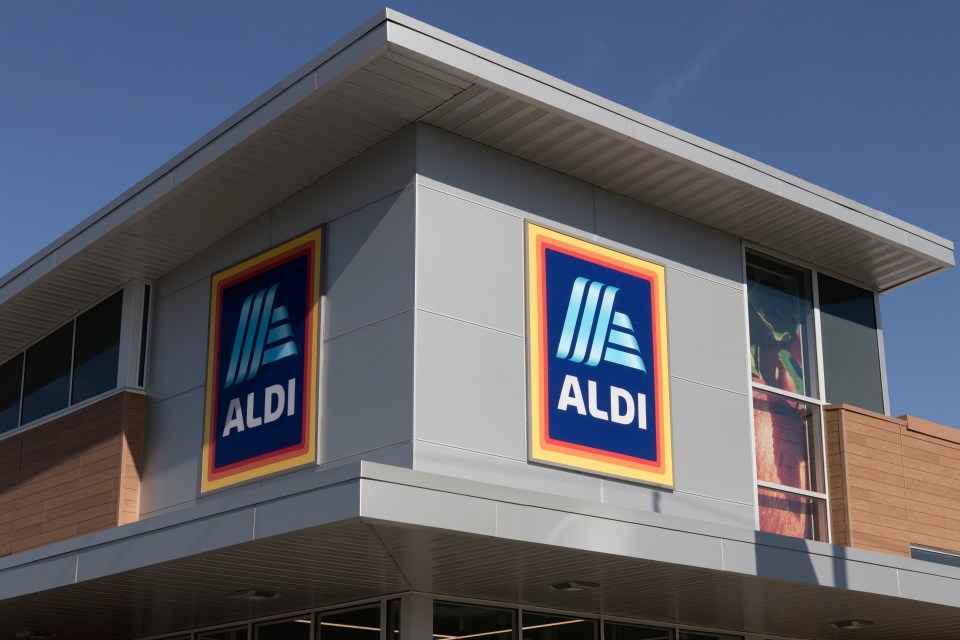 Aldi supermarket signage on a building.