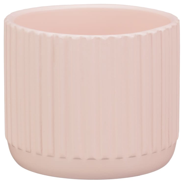 Pink ribbed planter.