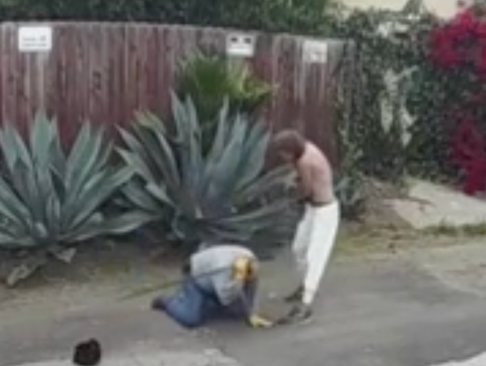 Roman suffered a head gash and a broken arm from the attack (KTLA)