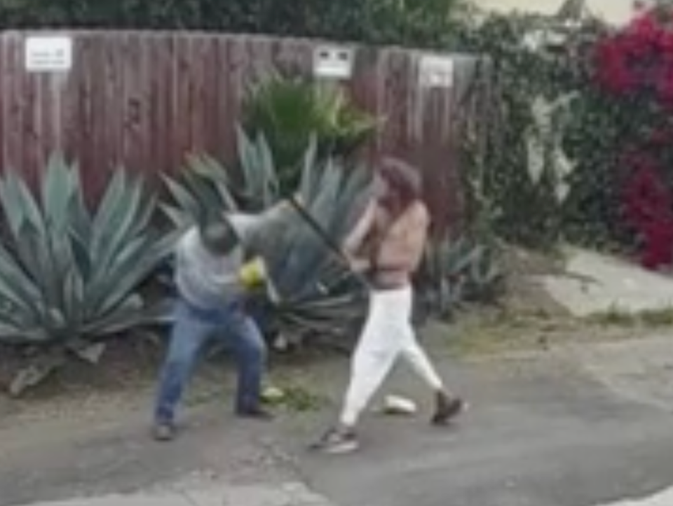 The man attacked Roman after claiming his gardening equipment was too loud (KTLA)