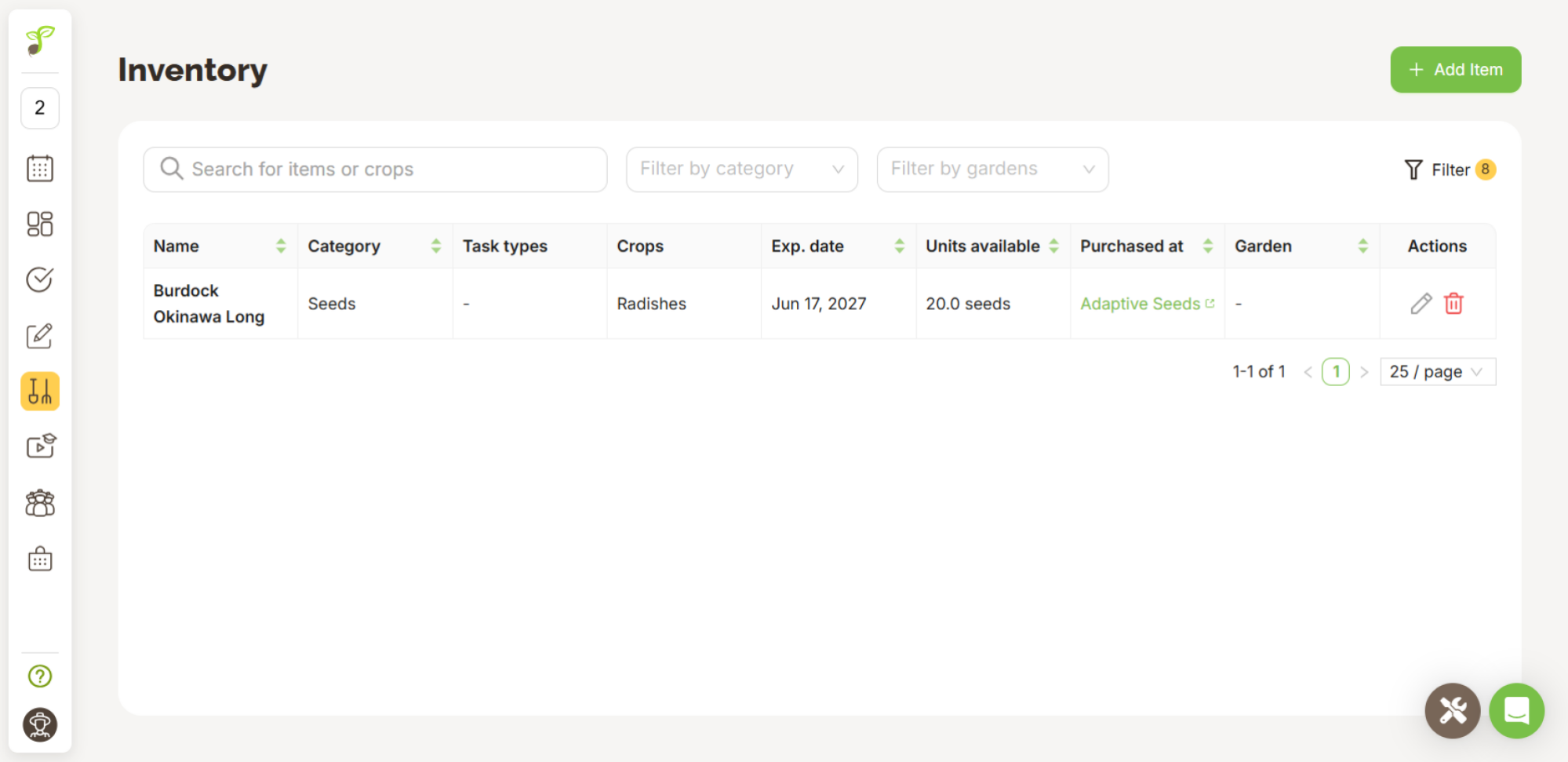 Inventory management in Seedtime