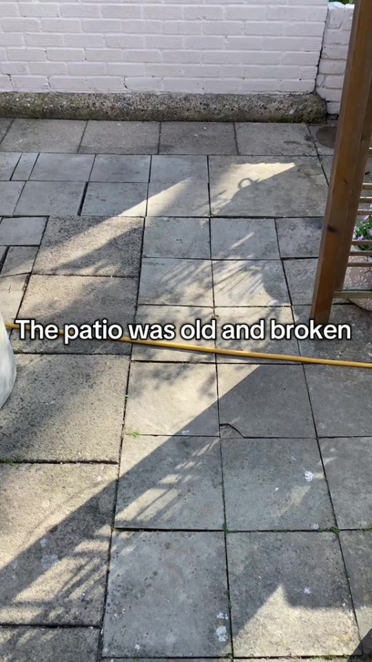 Old and broken patio stones.