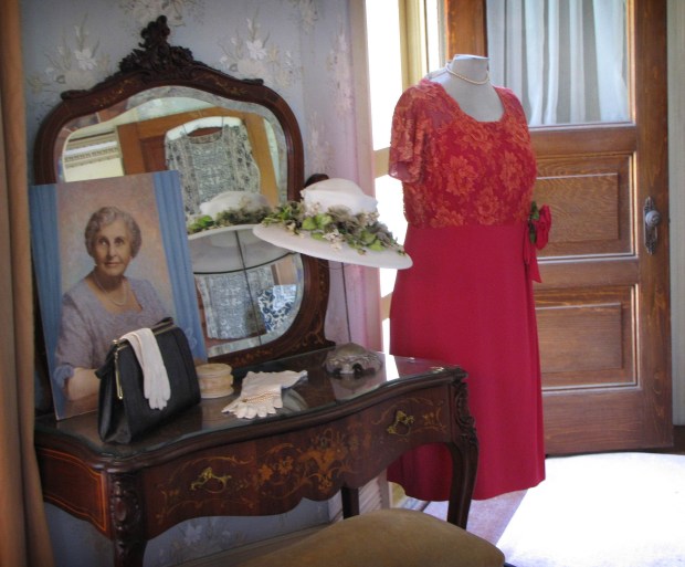 A portrait of Mary Shirk sits on her dressing table...