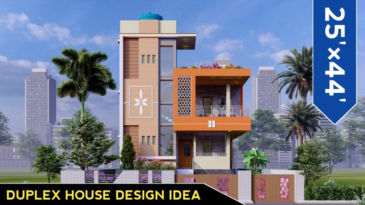 25×44 Duplex House Design | 3BHK Ground + 3BHK First Floor with Balcony & Garden