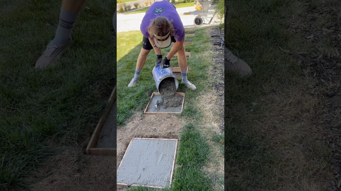 DIY concrete pavers in grass 🫗🌱