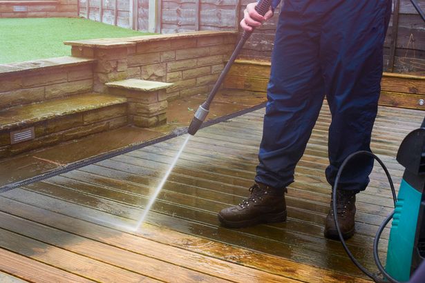 ressure washing decking in the garden to prevent slipping