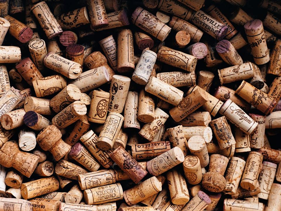 wine corks in the garden