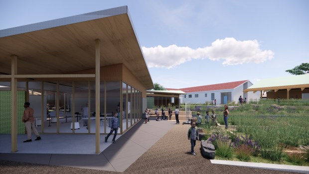 The initial design renderings for the new Paul Ecke Central School in the Encinitas Union School District. (Courtesy DLR Architecture)