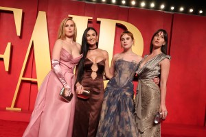 Rumer Willis, Demi Moore, Tallulah Willis and Scout LaRue Willis at the 2024 Vanity Fair Oscar Party held at the Wallis Annenberg Center for the Performing Arts on March 10, 2024 in Beverly Hills, California. (Photo by Christopher Polk/Variety via Getty Images)