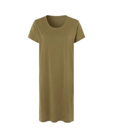 Olive green t-shirt dress.
