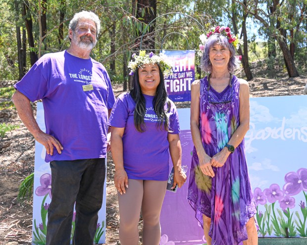From left, Roy Wilburn, horiticultural director, Sinceri Poway Gardens; Sheryl...