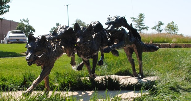 Ridge Runners by Amanda Markel was one of two new sculptures dedicated at Benson Sculpture Garden on Saturday. (Pamela Johnson / Loveland Reporter-Herald)