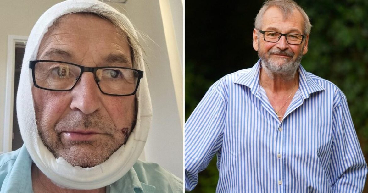 Gardener who sliced throat with a chainsaw says cops thought his wife did it | News UK Gardener who sliced throat with a chainsaw says cops thought his wife did it | News UK