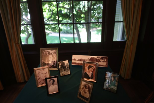 Pictures displayed in the main house at the Elizabeth F. Gamble Garden on Tuesday, April 8, 2025, in Palo Alto, Calif. The Elizabeth Gamble Garden is a 2.5-acre plot in Old Palo Alto that consist of gardens, a historic home, a carriage house and a tearoom. (Aric Crabb/Bay Area News Group)