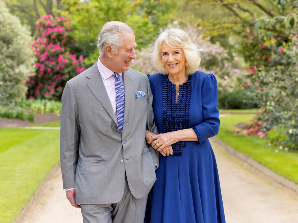 Former staff at Highgrove describe King Charles, pictured here with Queen Camilla in the gardens, as “intensely demanding.”  / Millie Pilkington/Buckingham Palace/Handout via Reuters