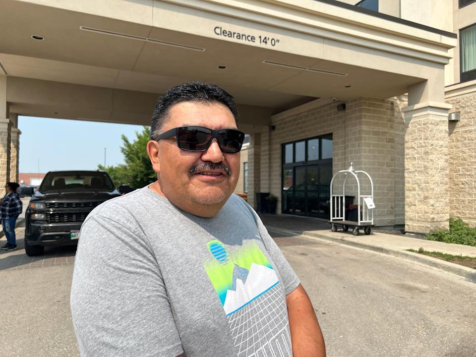 Garden Hill Anisininew Nation wildfire evacuee Charles Knott says he has been running back and forth between a Winnipeg hotel and a congregate shelter on Leila Avenue, bringing supplies to community members who are still waiting for a hotel room in the city. 