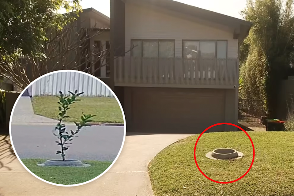 The planter box now is seen sitting empty in mum Ineke's yard. 