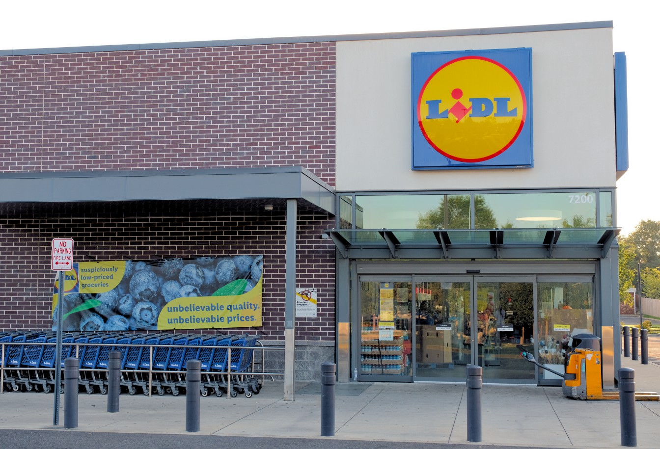 Forestville, MD USA; September 10, 2024: The exterior of a Lidl Food Market in early morning before opening