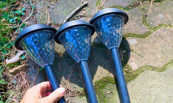 Picture of someone checking their solar powdered lights