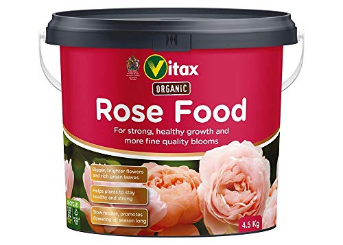 Vitax Organic Rose Food, Specially Tailored Nutrient Mix, Slow Release, 100% Organic, for Healthy Leaves and Bigger Blooms of Flowers- 4.5kg