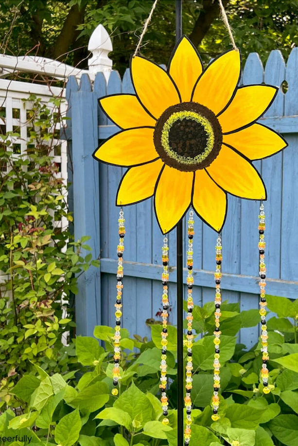 yellow sunflower garden ornament