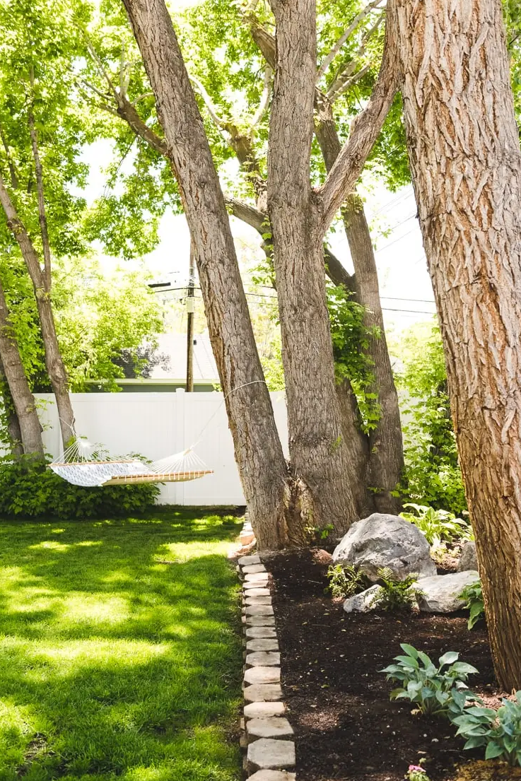 side garden small backyard with hammock