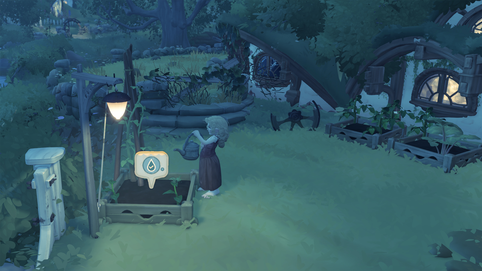 Watering a garden in Tales of the Shire.