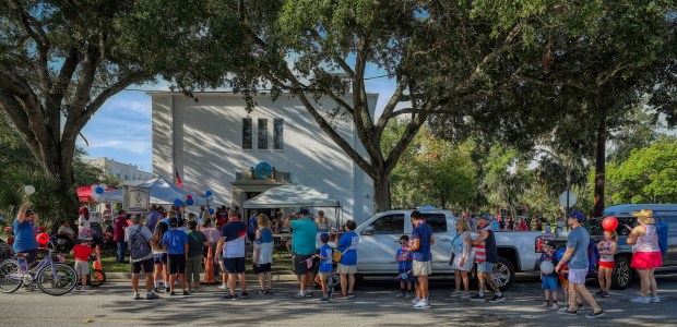 People line up for breakfast during the Winter Garden Masonic...