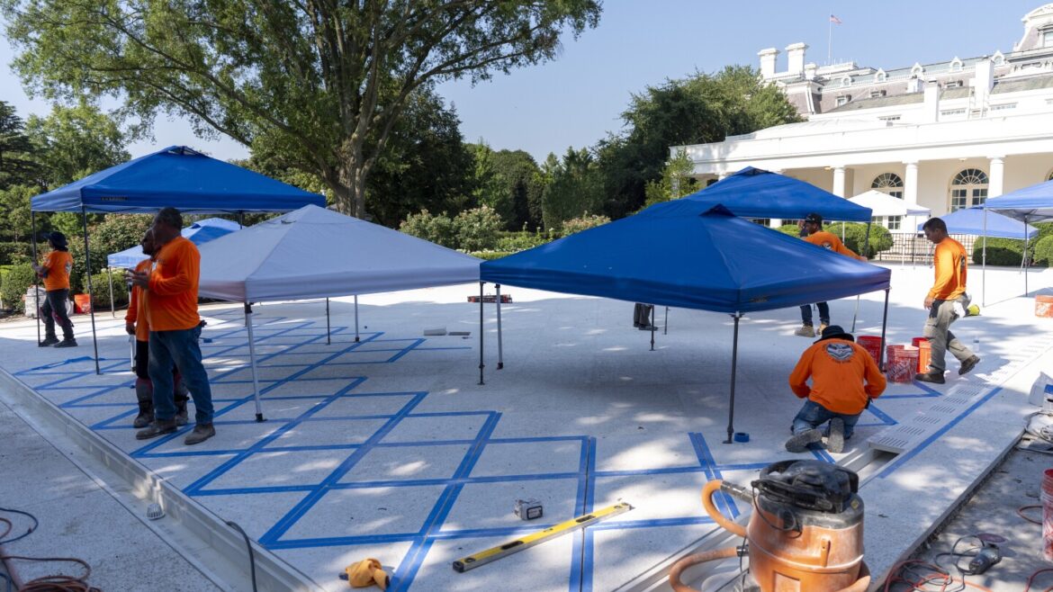 Trump's paved makeover of White House Rose Garden nears completion