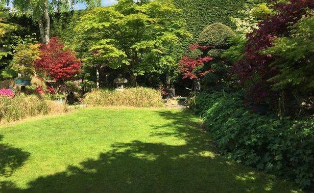 A garden partially shaded