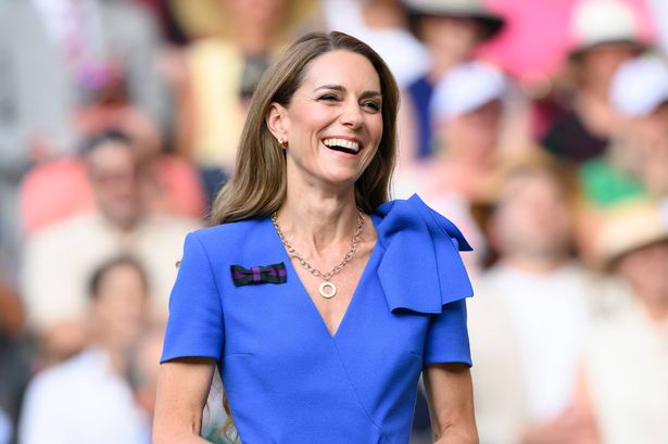 Catherine, Princess of Wales attends day fourteen of the Wimbledon Tennis Championships at the All England Lawn Tennis and Croquet Club on July 13, 2025 in London, England.