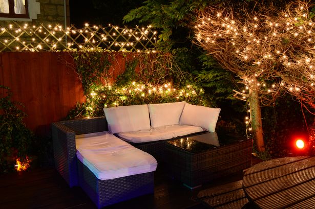 Illuminated garden seating and fairy lights