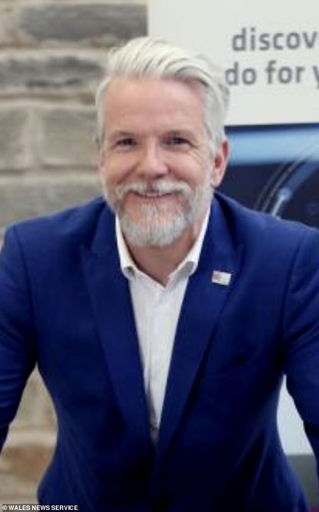 A court heard Rands and her businessman husband Damon (pictured), 55, had been told their imposing £400,000 home in the leafy Allt-yr-yn suburb of Newport, South Wales, would increase in value by around £50,000 without the 70ft tree