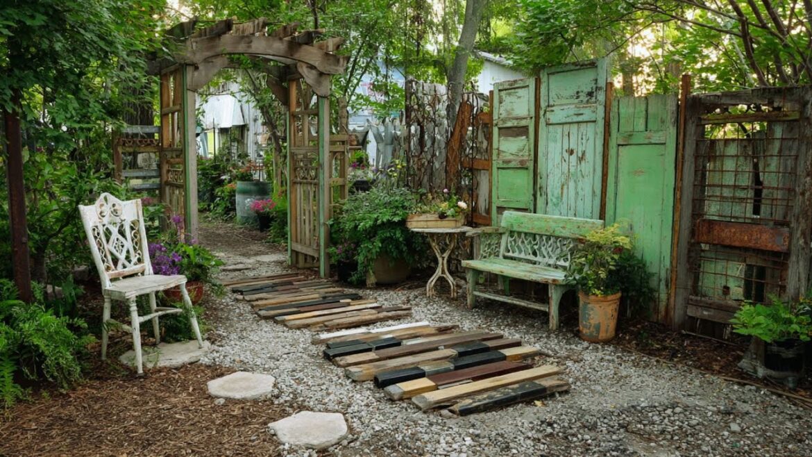 Create Small Rustic Garden Oasis Using Upcycled Material Create Small Rustic Garden Oasis Using Upcycled Material