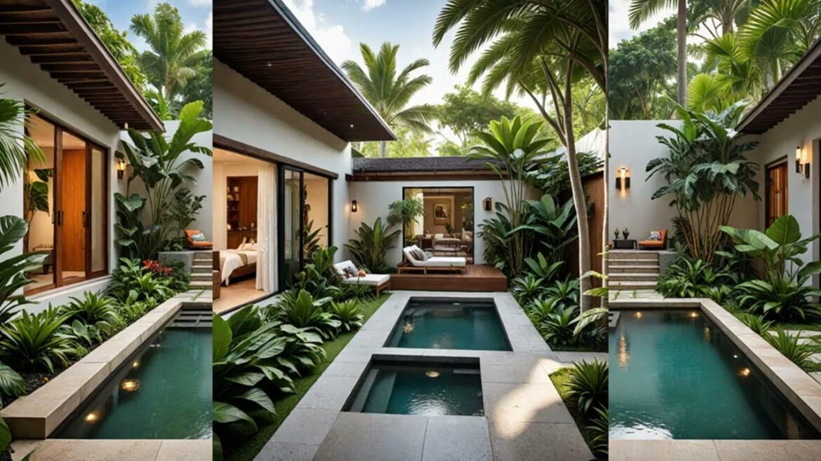 Tropical Courtyard House Design 🌴 | Beautiful Backyard Landscapes & Fence Decorating Ideas 🌺✨