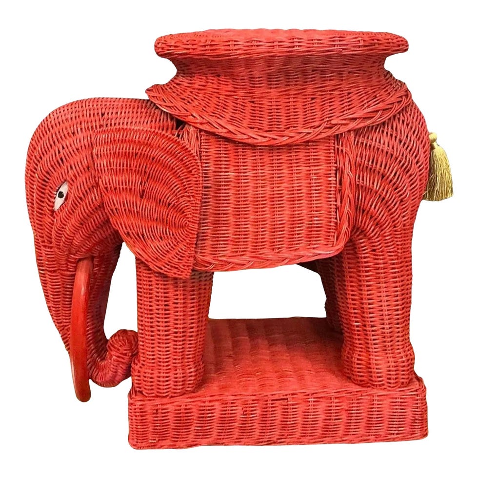 Chinese Export Style Wicker Elephant  Garden Seat