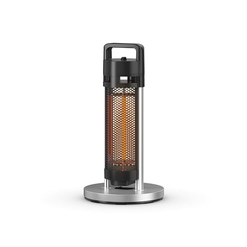 Swan Sh16330n Al Fresco Portable Freestanding Electric Patio Heater With Safety Switch and Built-In Handle, 1200w, Aluminium, Black and Silver