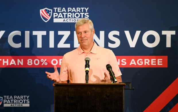 Chris Chmielenski, co-Founder, Immigration Accountability Project, speaks during the Tea...