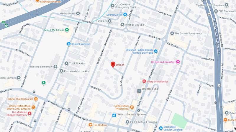 wren place, central langford, map