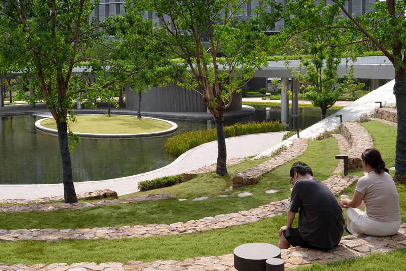 ASPECT studios' regenerative campus landscape for alibaba stands on multi-story podium