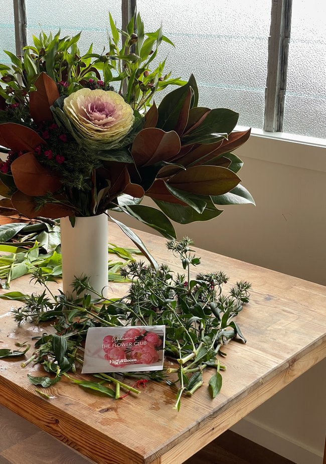 Freshly picked flowers arrive every Thursday for a weekly dose of mindfulness and creativity.