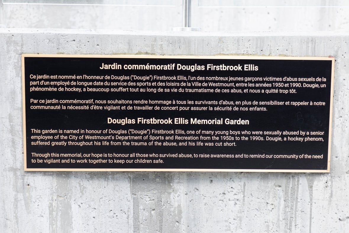 Plaque with writing on it memorializing Doug Ellis