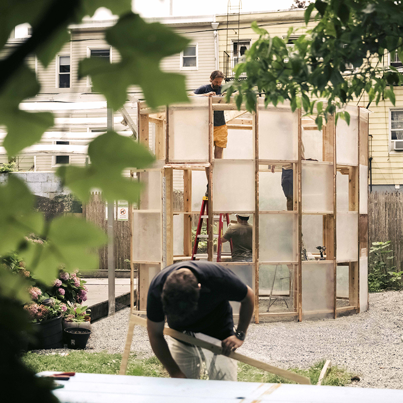 ellipsoidal greenhouse by SAW.Earth and design students brings sunlight to brooklyn garden