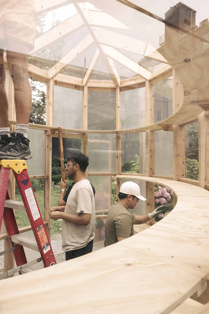 ellipsoidal greenhouse by SAW.Earth and design students brings sunlight to brooklyn garden