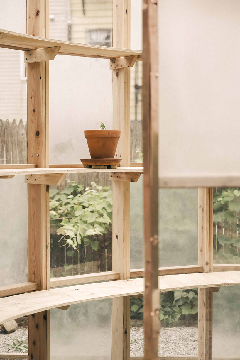 ellipsoidal greenhouse by SAW.Earth and design students brings sunlight to brooklyn garden
